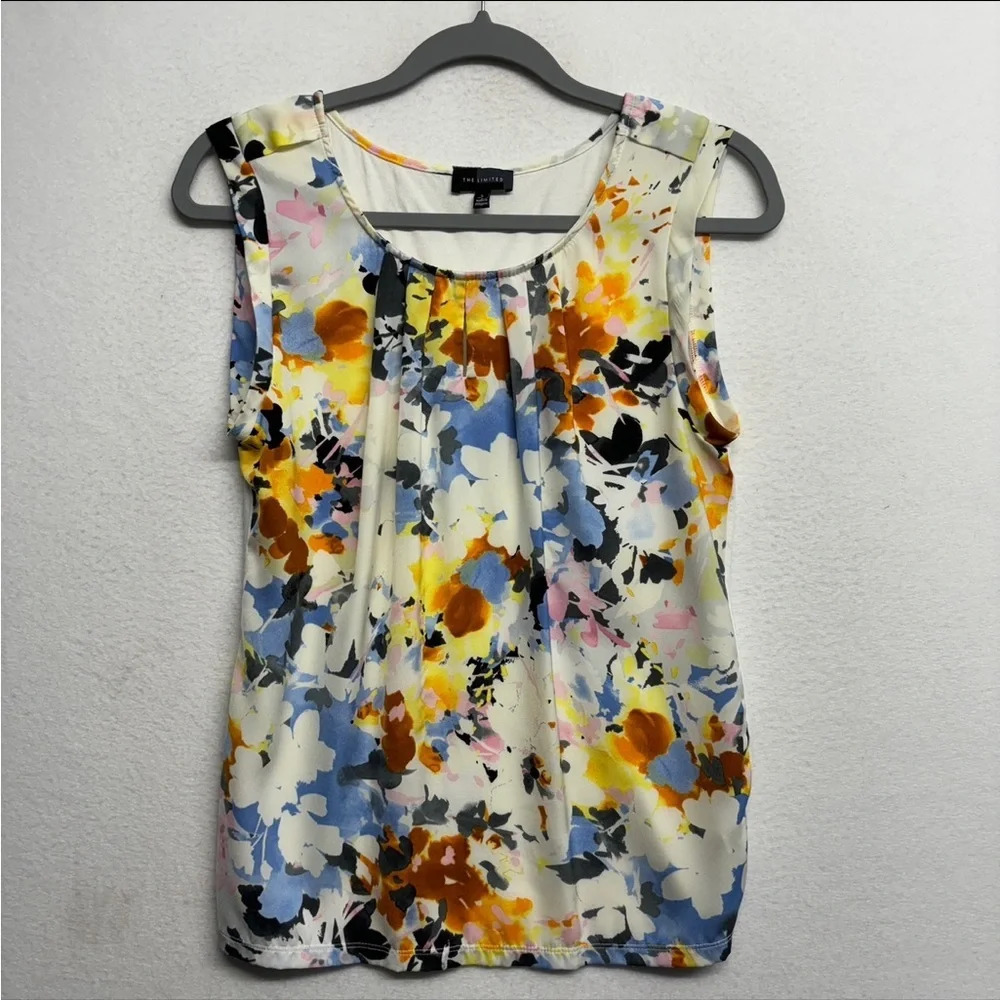 The Limited‎ Satin Front Panel Tank Blouse Watercolor S Floral